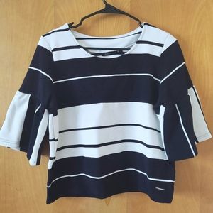 Women's Navy and White Striped Top